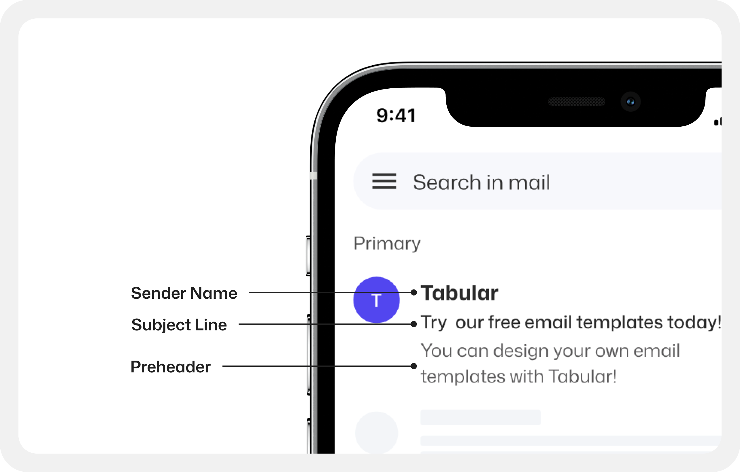 Email preheader showing sender name, subject line, and preheader text.